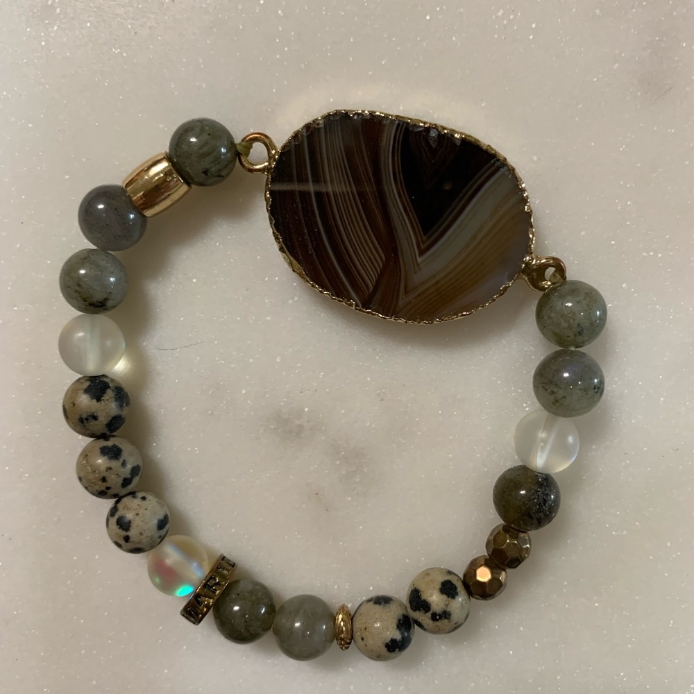 Stone Agate Bead Bracelet